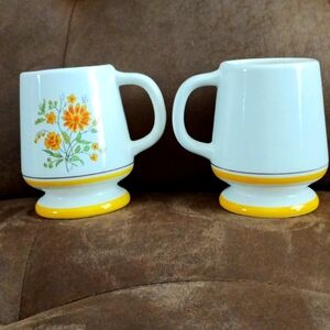 Vintage 70s Country Cottage Core Mugs By Geni Japan Set